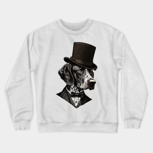 German shorthaired pointer with top hat Crewneck Sweatshirt